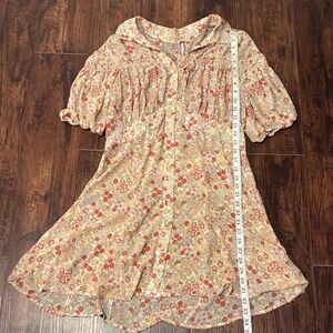 Free People Floral Bonnie Mini Dress - Red and Cream